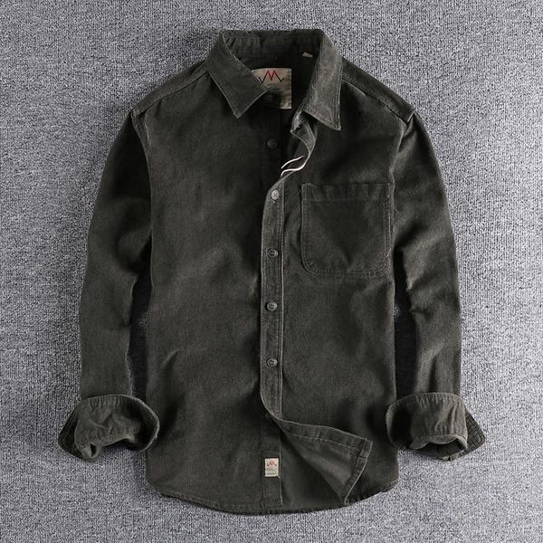 

men's casual shirts fall winter men jackets classic corduroy vertical stripes simple washed loose pocket all-match tooling thick warm c, White;black