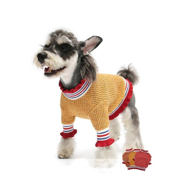 

dog apparel striped turtleneck clothes puppy sweaters for small dogs pet knitted pullover clothing chihuahua knitwear