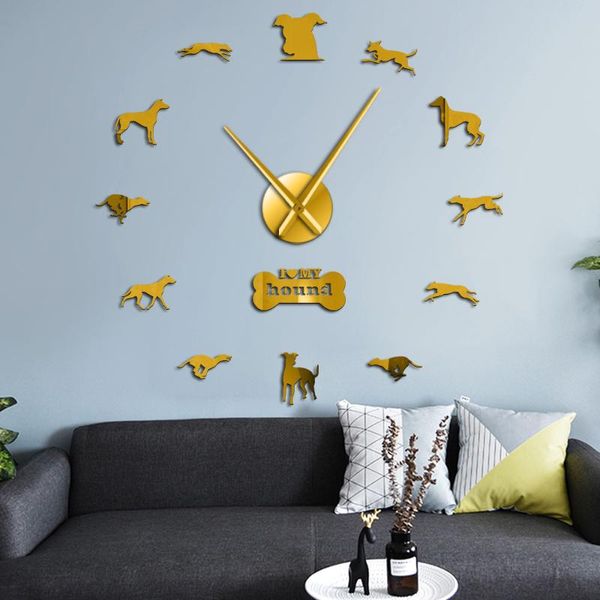 

wall clocks greyhound adoption whippet art diy giant clock home decor dog animal exclusive watch