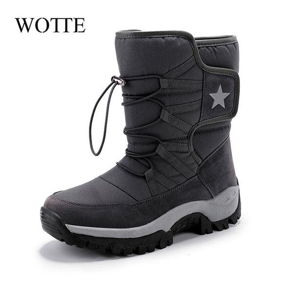 

snow boots men waterproof mens winter boots with fur winter shoes nonslip men boots platform thick plush warm botas drop 211106, Black
