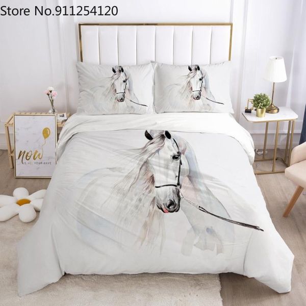

bedding sets 3d duvet quilt cover set running horse bed 2/3 piece animals no sheet
