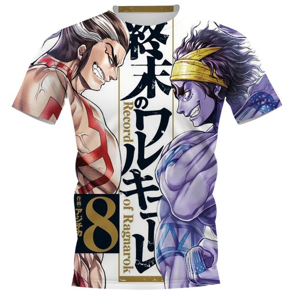 

cloocl 3d printed men t-shirts record of ragnarok diy mens personalized casual clothes slim short sleeve shirts teens boys outfits, White;black