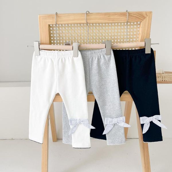 

trousers 0-3 years old girl baby leggings solid color bow elastic casual pants girls, Blue