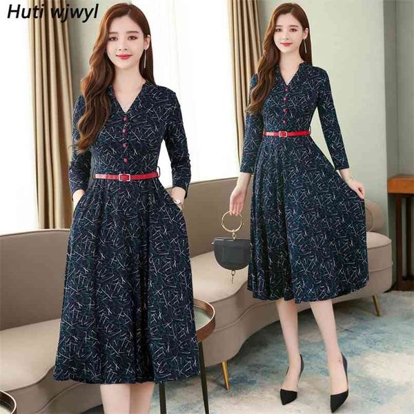 

vintage print cotton boho midi dresses autumn winter 3xl plus size long sleeve dress elegant women bodycon party vestidos 210528, Black;gray