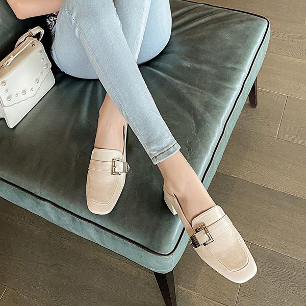 

dress shoes fashion single women 2021 spring and summer mid-heel thick heel small leather trend wild loafers, Black