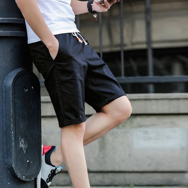 

summer casual shorts men cotton sim for man solid knee length mens capris bermuda male homme masculino men's, White;black