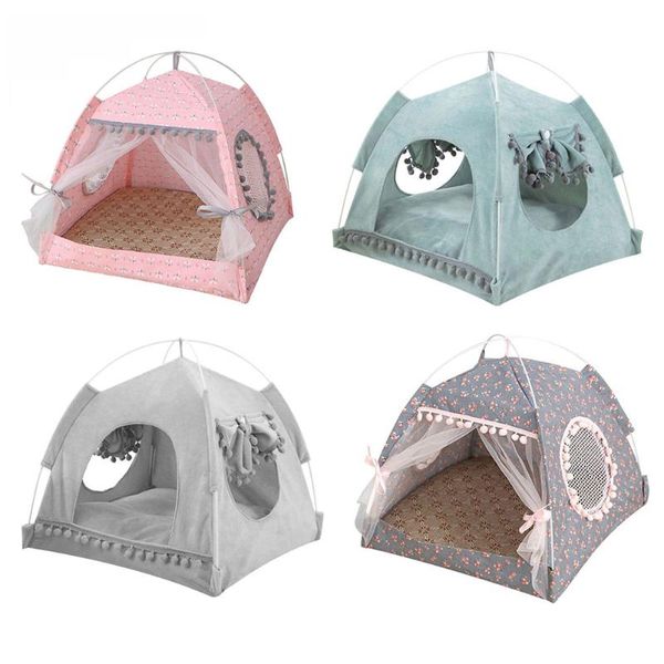 

kennels & pens cloth pet tent small animal indoor teepee house foldable universal breathable dog litter washable