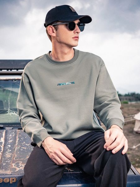 

men slogan & figure graphic sweatshirt d0su#, Black