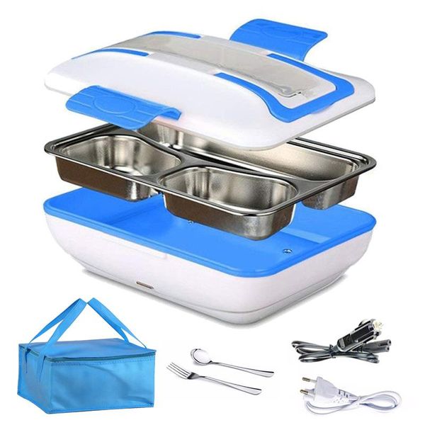 

dinnerware sets portable electric lunch box 12v 220v eu plug 304 stainless steel heated warmer container bento for car home office kids