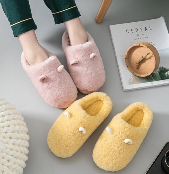 

women warm faux fur slippers super light lovers platform shoes soft plush indoor female male thick sole furry slipper, Black