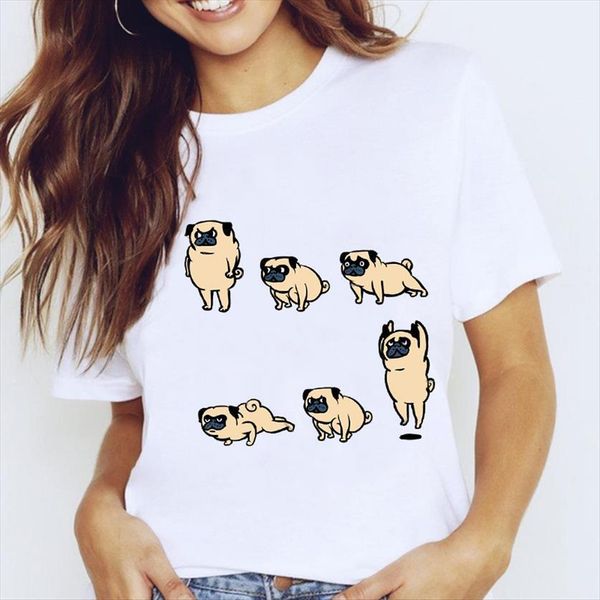 

graphic dog friend lovely womens casual girl cartoon 90s animal clothes clothing tees print female t shirt, White
