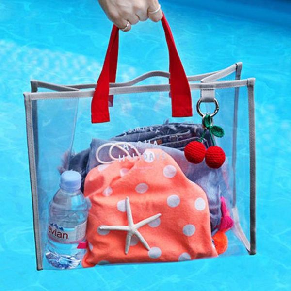 

pool & accessories beach bag pvc portable transparent storage package women big capacity shopping handbag simple lady shoulder large