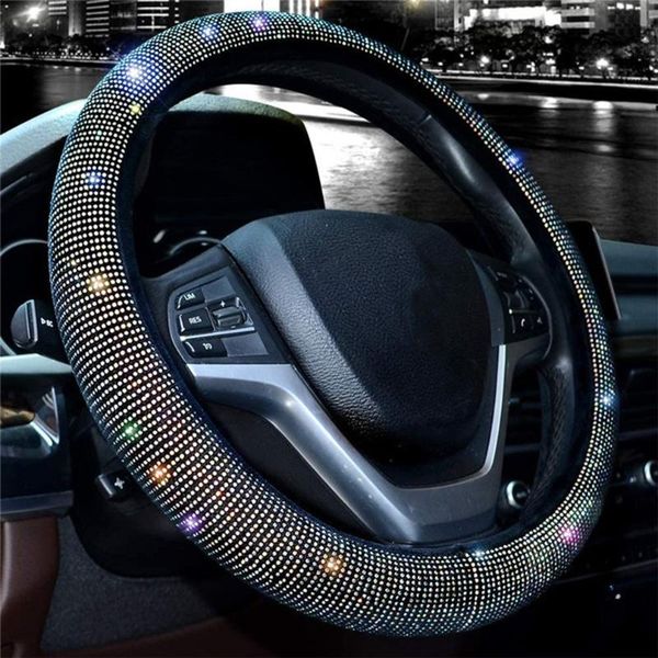 

steering wheel covers crystal rhinestone cover sparkly diamond suv breathable non-slip for women
