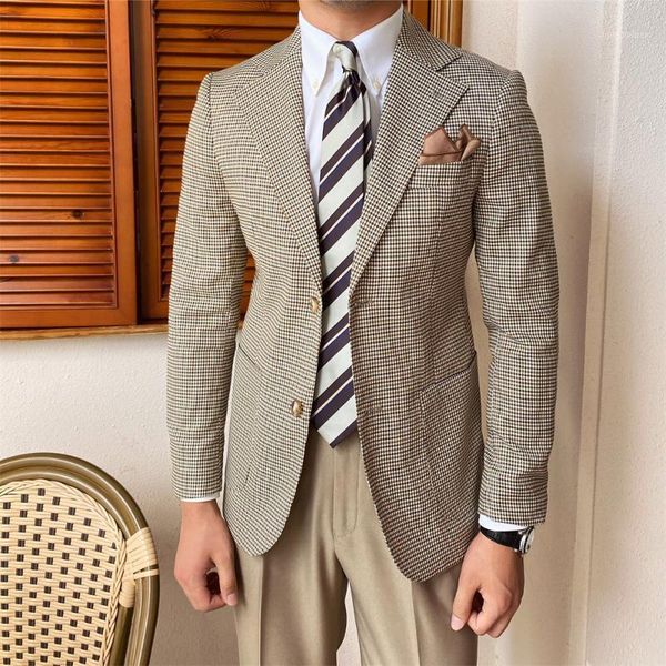 

men's suits & blazers british man blazer hombre 2021 autumn fashion lattice mens jacket korean slim fit casual gray masculino, White;black