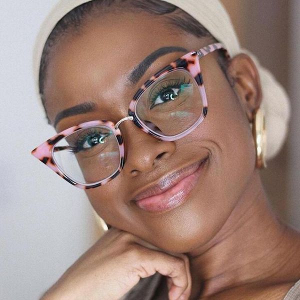 

sunglasses trendy pink leopard cat eye anti blue light blocking computer glasses men women luxury ultralight optics eyewear clear lens, White;black