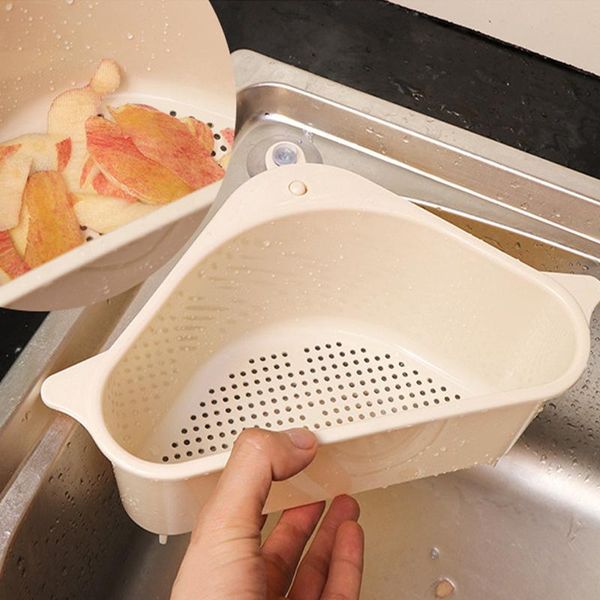 

kitchen storage & organization 1pcs 3colors drain basket bowl suction cup corner sink sponge holder drainage scrubber pp supplies