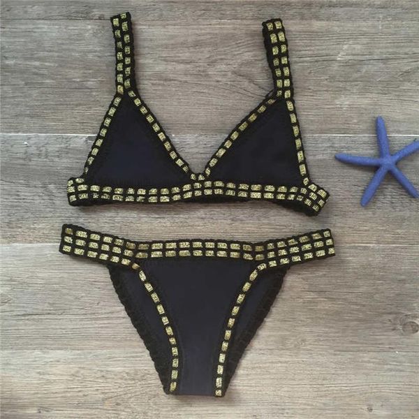 

crochet bikinis womens swimming swimwears suit bandage brazilian bikini women bathing biquini 120, White;black