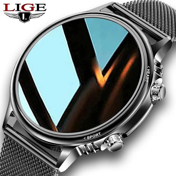 

lige new smart watch men custom dial full touch screen waterproof smartwatch for android ios sports smart watch fitness trackerg, Slivery;brown
