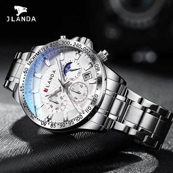 

wristwatches men watch moon phases quartz jlanda water resistance 3atm sport wrist for, Slivery;brown