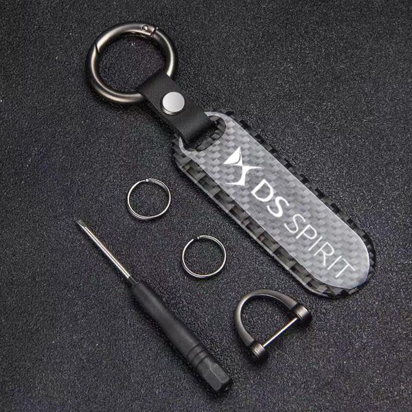 

keychains for ds spirit ds3 ds4 ds4s ds5 5ls ds6 ds7 wild rubis carbon fiber car logo key ring keychain styling, Silver