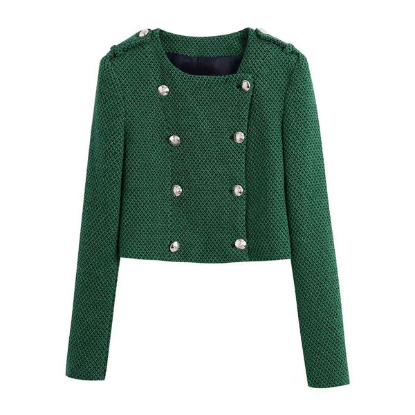 

women's jackets xikom tweed das mulheres do vintage xadrez verde manga longa senhora escritÃ³rio blazer feminino magro duplo breasted st, Black;brown