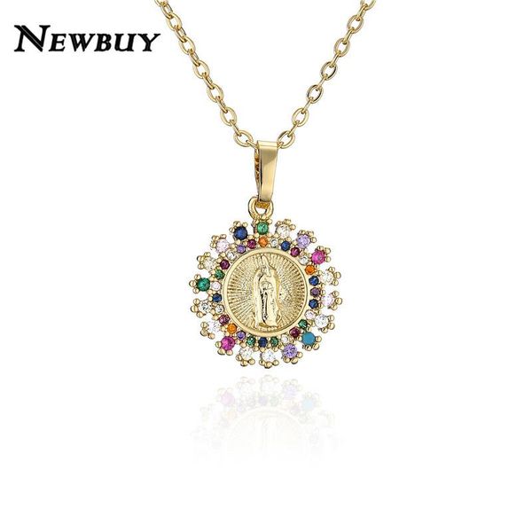 

pendant necklaces buy colourful cubic zircon christian jewelry for women 2021 fashion virgin mary necklace drop, Silver