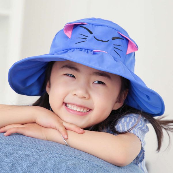 

korean children's hat cartoon cat sun for boys and girls, Yellow