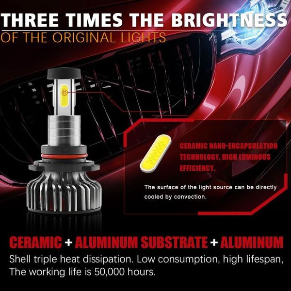 

car headlights led modified high brightness 6000k 15000lm h7 9005 9006 h11 9012