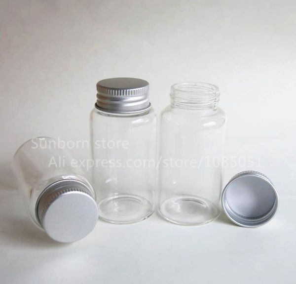 

storage bottles & jars 100pcs 65ml clear glass bottle with aluminum cap empty portable container tube vials for nuts