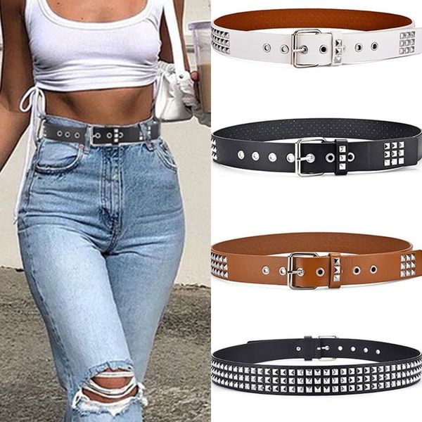 

belts men&women elastic waist belt punk rock fashion wide waistbands 3.8cm rivet for korea style, Black;brown