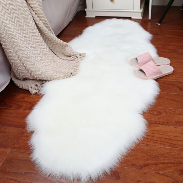

carpets artificial wool carpet long hair rug chair decorative blanket bedroom bedside bed white faux sheep skin fur tepetes