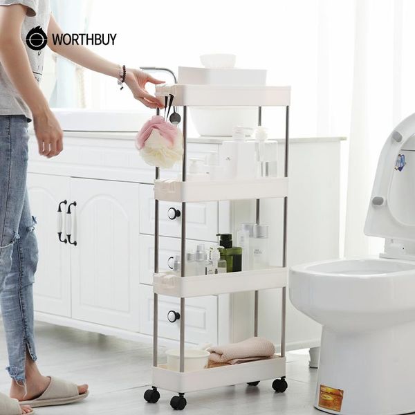 

hooks & rails worthbuy 2/3/4 layer storage rack kitchen fridge side shelf with wheels bathroom racks organizer shelves gap holder cart