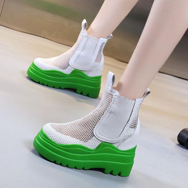 

boots summer 2021 hollow-out chunky net short fashion for women, Black