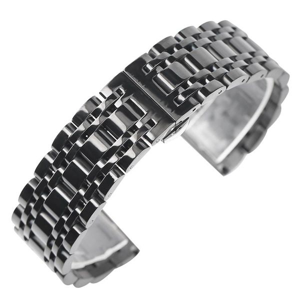 

watch bands 20mm 22mm black/gold watchband 316l stainless steel strap for watches wristwatch hour clock replacement wristband, Black;brown
