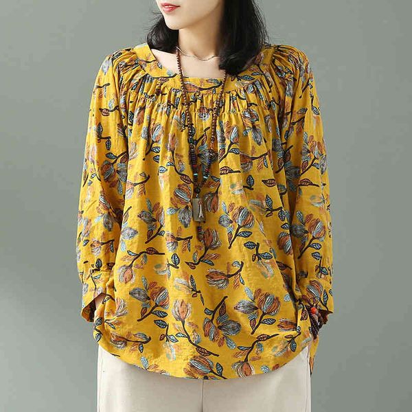 

dress arrival autumn female style arts loose vintage tshirt printing cotton linen the-neck shirt femme s plus size d403, Black;gray
