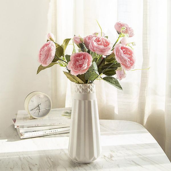 

decorative flowers & wreaths 30cm white home decor artificial wedding decoration fake peonies 5 big heads and 4 bud table center