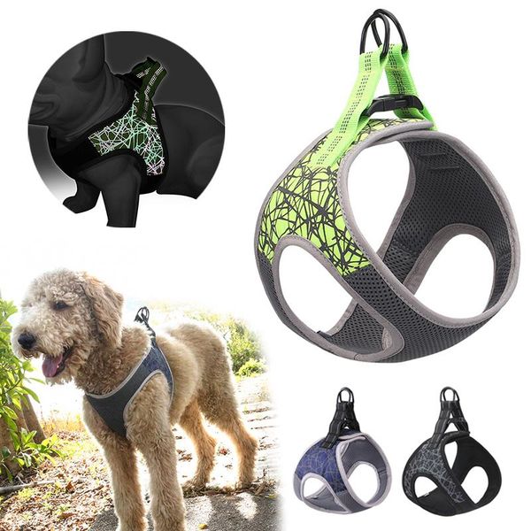

reflective dogs vest pet harness soft small medium cats with leash no pull choke puppy teddy collar size s-xl dog collars & leashes