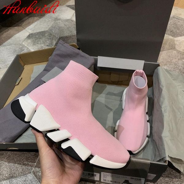 

pink women sock boots knitted short comfortable light weight elastic high leisure sports trainers sneakers b26, Black
