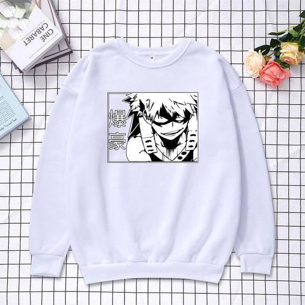 

men's hoodies & sweatshirts funny anime men my hero academia casual round neck sweatshirt oversized black and white hip hop style wear