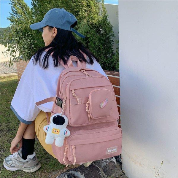 

backpack 2022 women's large-capacity korean style kawaii doll school for female college student girls casual lapbag