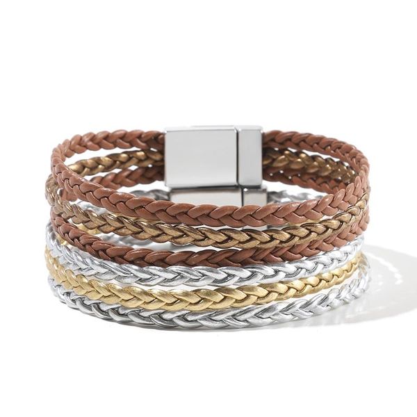 

tennis wybu four styles charm bracelet for women teen girl multilayer wide leather wrap jewelry gift idea wristbands, Golden;silver