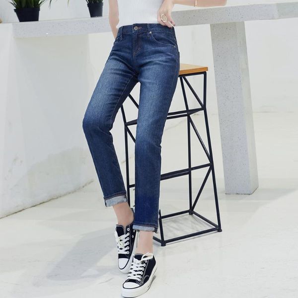 

women's jeans casual straight pant fashion trouser high waist womens clothing street wear pants female, Blue