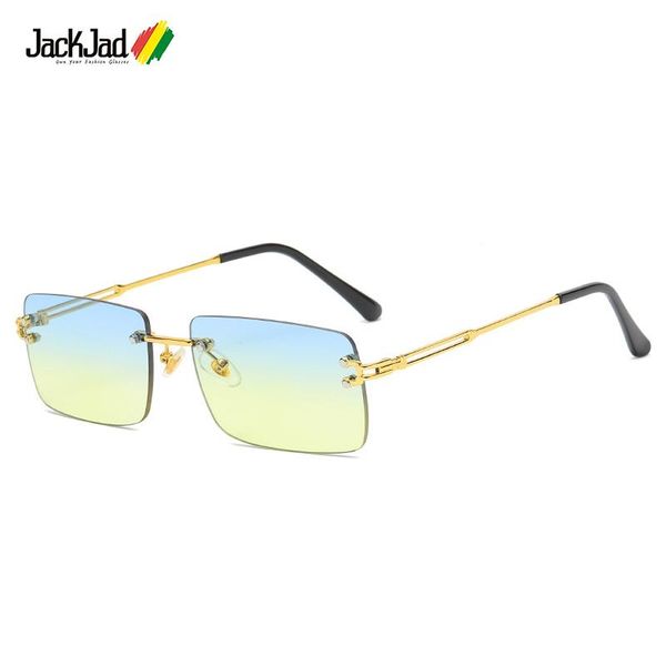 

sunglasses jackjad 2021 fashion stylish rimless rectangle style gradient women vintage retro rivets brand design sun glasses, White;black