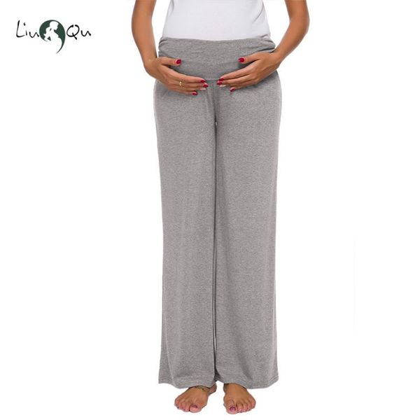 

maternity bottoms women's super stretch secret fit belly boot cut work pant straight lounge pants fold over ruched, White