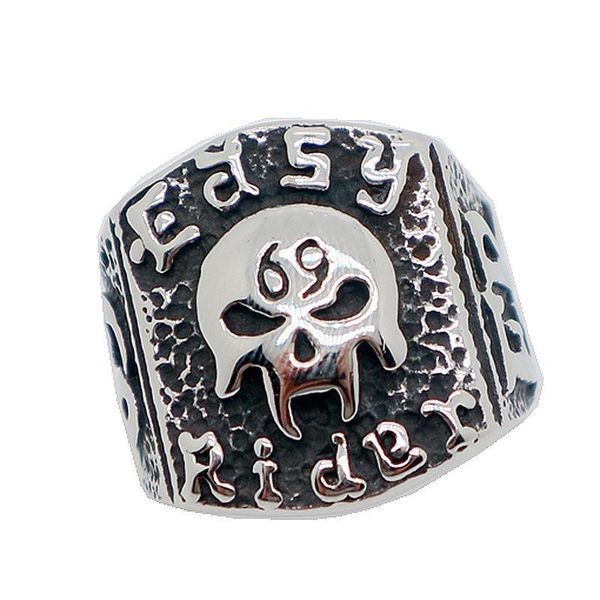 

cluster rings est 316l stainless steel easy rider 69 skull ring, Golden;silver
