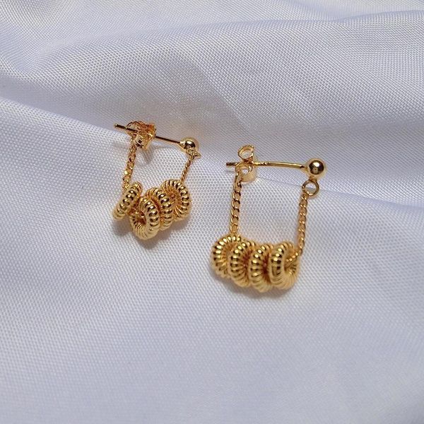 

dangle & chandelier vintage metal earrings fashion geometry circle chain drop for women party punk unusual jewelry valentines gift, Silver