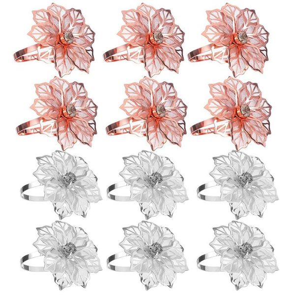 

napkin rings 12 pcs metal ring flower design towel wedding party table decoration