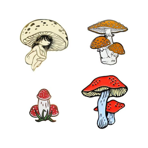 

pins, brooches mushroom kawaii cute fashion enamel pin lapel badge brooch, Gray