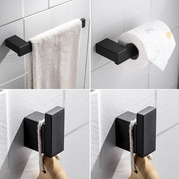 

bath accessory set matteblack bathroom accessories stainless steel towel bar ring paper holder robe hook