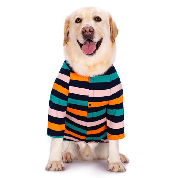 

summer pet spring golden labrador medium and large dog striped bipedal clothing